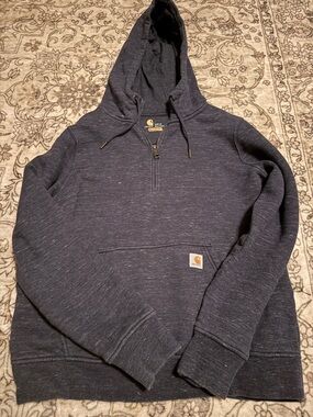 Carhartt Men’s Navy Heather Zip-Up Hooded Sweatshirt